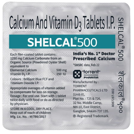 Shelcal 500mg Strip Of 15 Tablets