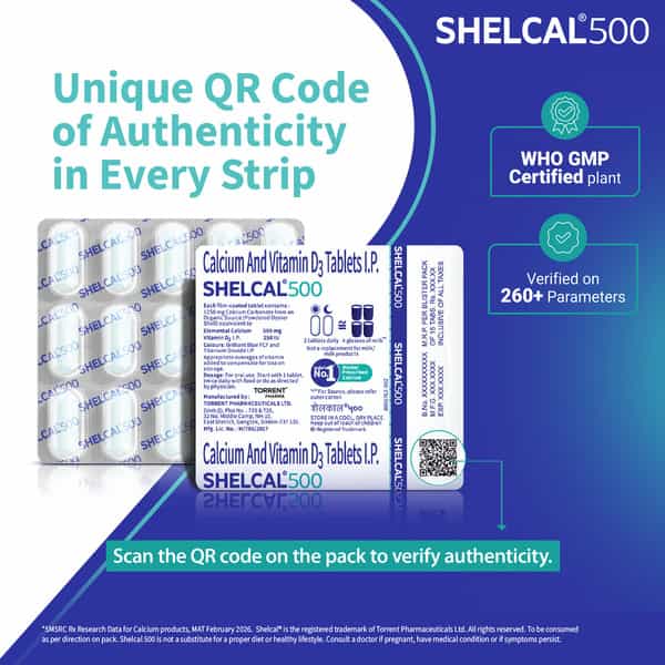 Shelcal 500Mg Strip Of 15 Tablets