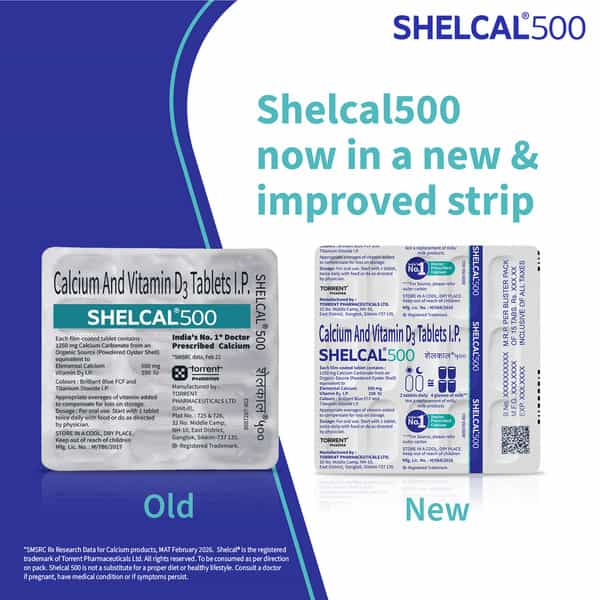 Shelcal 500Mg Strip Of 15 Tablets