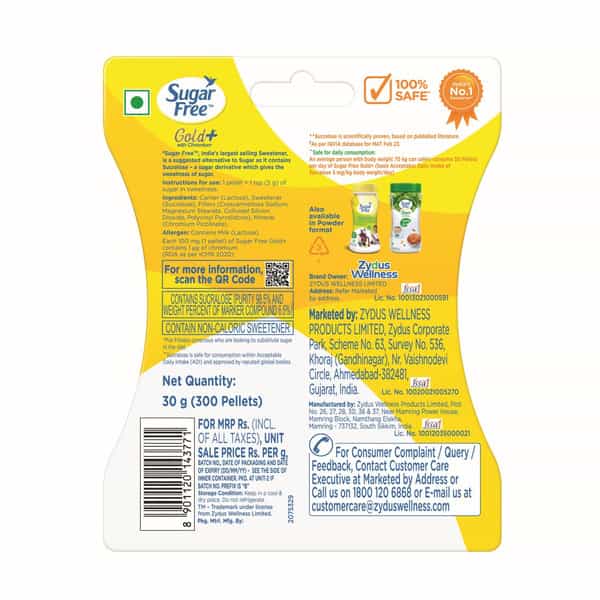 Sugar Free Gold Plus Sweetener Bottle Of 300 Pellets