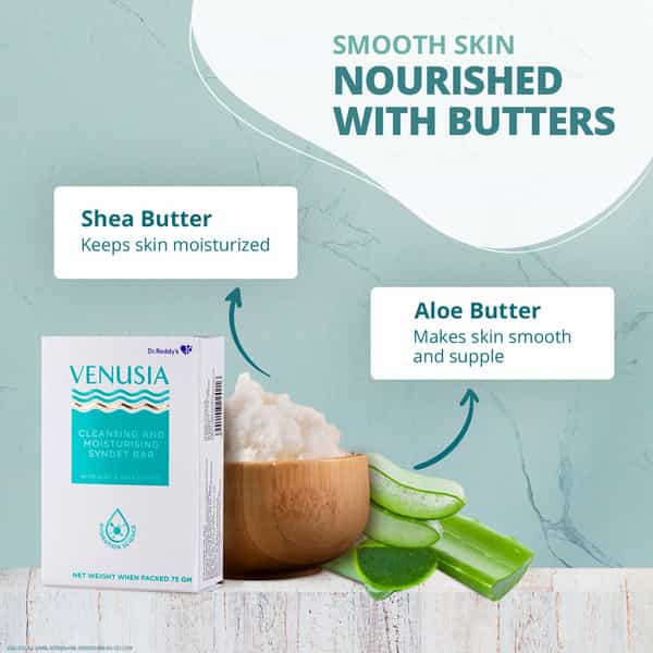 Venusia Moisturizing Bathing Soap With Shea & Aloe Butter Hydrated & Supple Skin Ph Balanced 75G