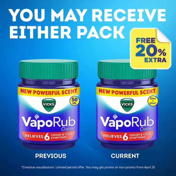 Vicks Vaporub Classic | Relief From Cold Cough | Headache & Body Pain 50 Ml