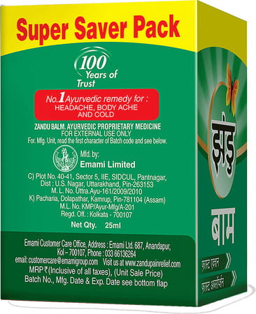 Zandu Pain Relief Balm Bottle Of 25 Ml