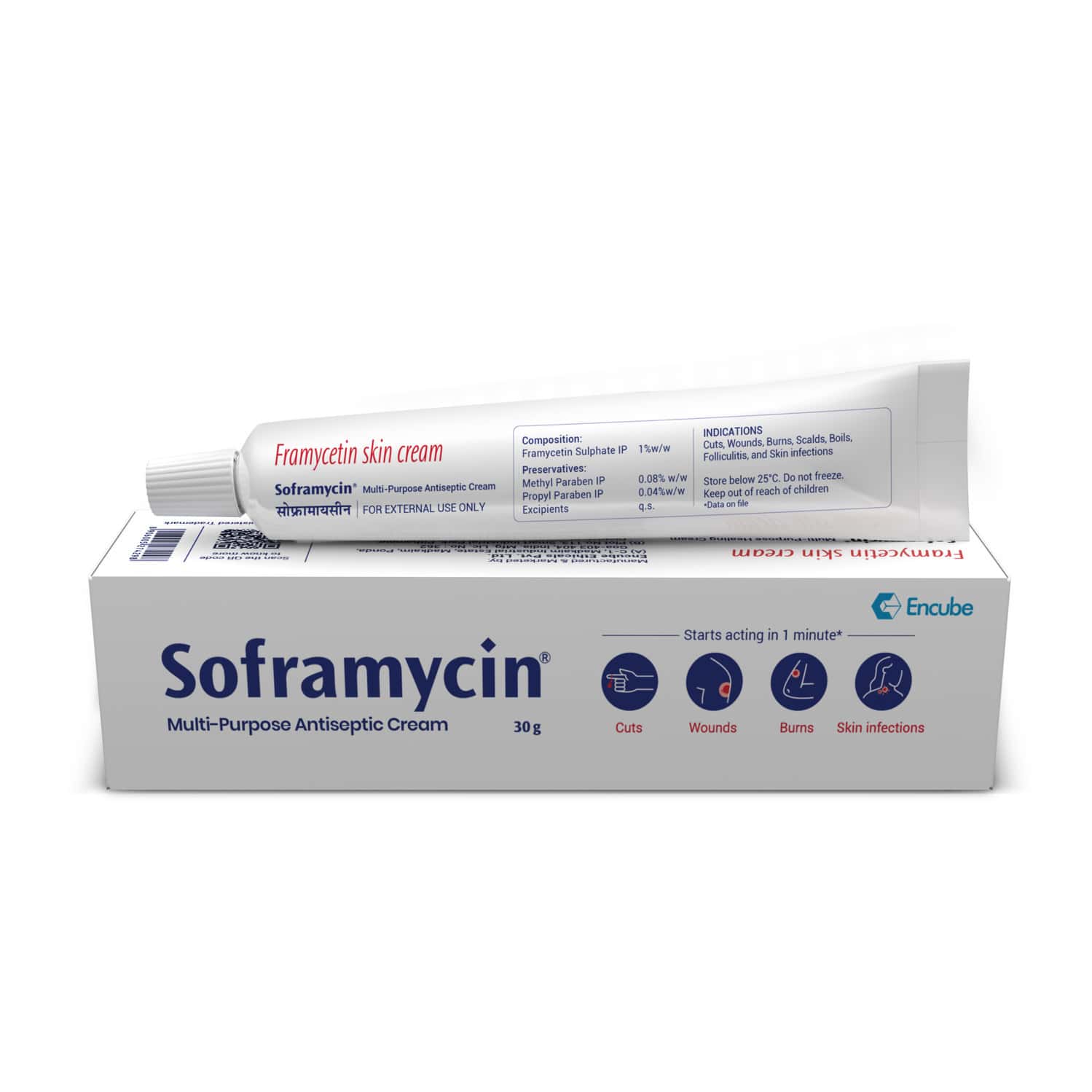 Soframycin Multi-purpose Antiseptic Cream For Cuts | Wounds | Burns | Skin Infection | 30 Gm