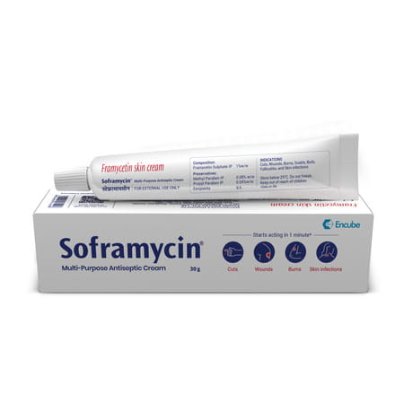 Soframycin Multi-Purpose Antiseptic Cream For Cuts | Wounds | Burns | Skin Infection | 30 Gm