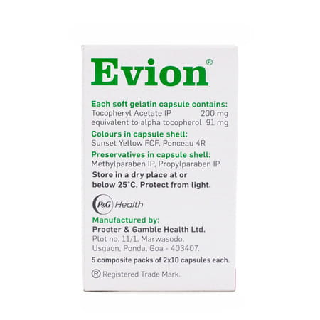 Evion 200mg | Vitamin E | Antioxidant To Repair & Protect Cells | Strip Of 10 Capsules