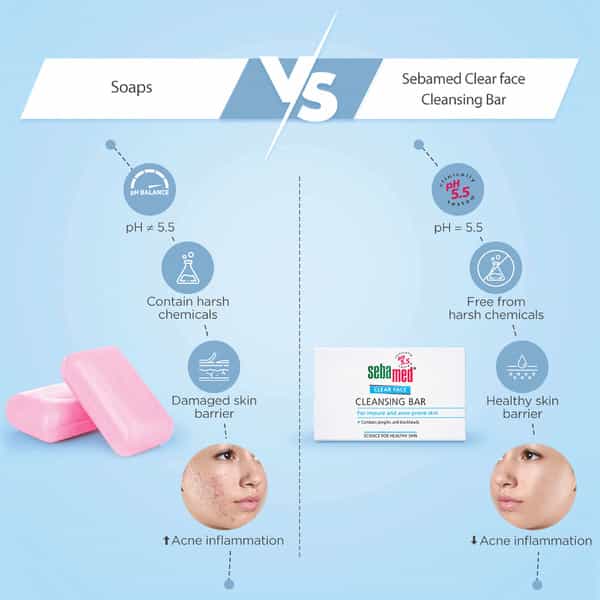 Sebamed Clear Face Cleansing Bar | Ph 5.5 | For Impure & Acne-Prone Skin | 100 Gm