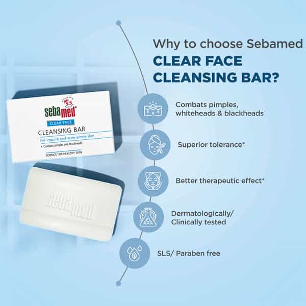 Sebamed Clear Face Cleansing Bar | Ph 5.5 | For Impure & Acne-Prone Skin | 100 Gm