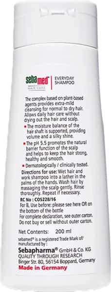 Sebamed Everyday Shampoo 200Ml |Ph 5.5 | Normal To Dry Hair | Mild Formula | Gives Moisture & Volume