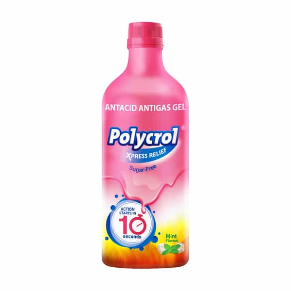 Polycrol Xpress Relief From Acidity & Gas | Antacid | Sugar Free | Mint Flavour | 450 Ml