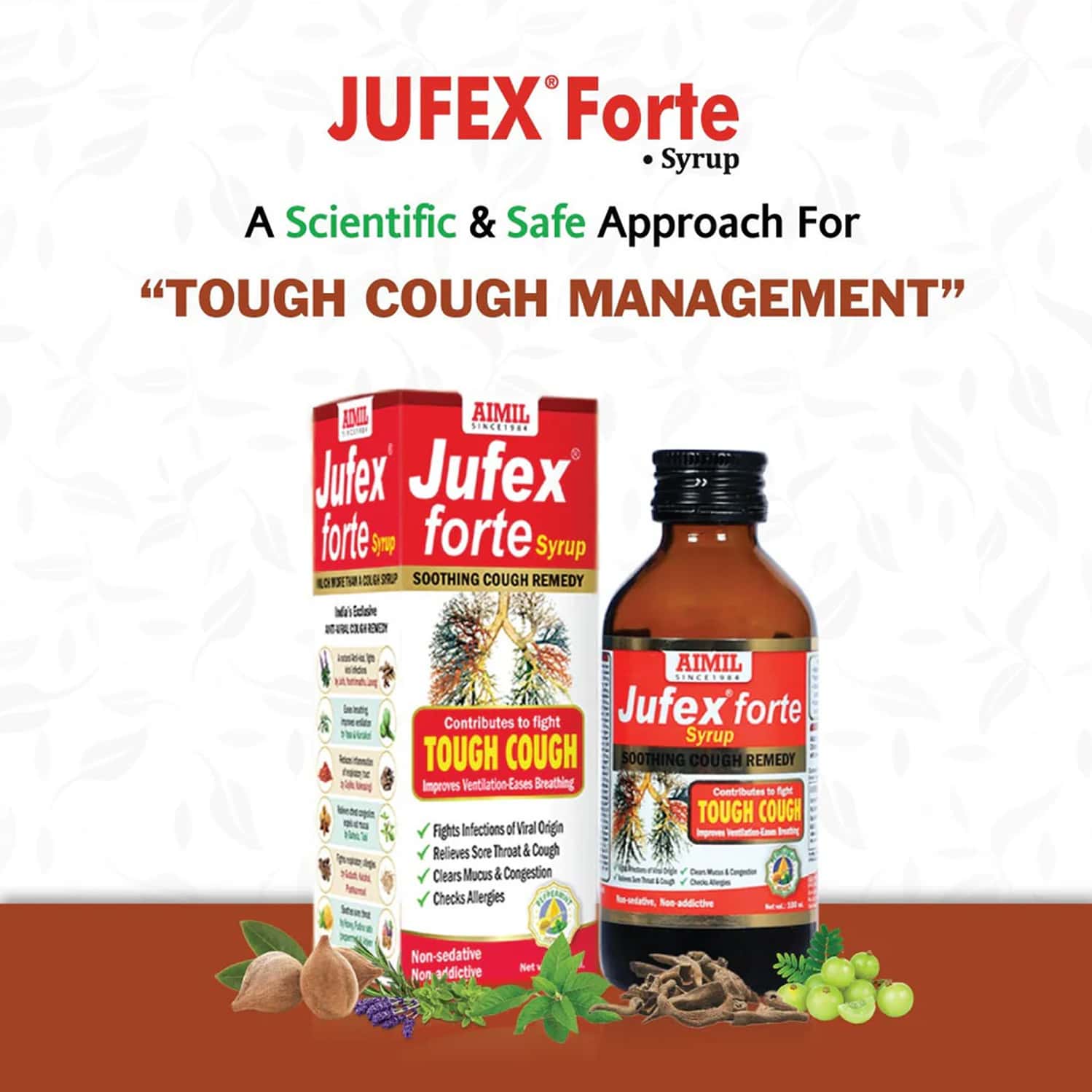 AIMIL JUFEX FORTE | FOR RESPIRATORY WELLNESS | PEPERMINT & HONEY | 100 ML SYRUP