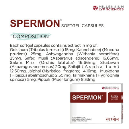 Spermon Strip Of 10 Softgel Capsules (Pack Of 3)