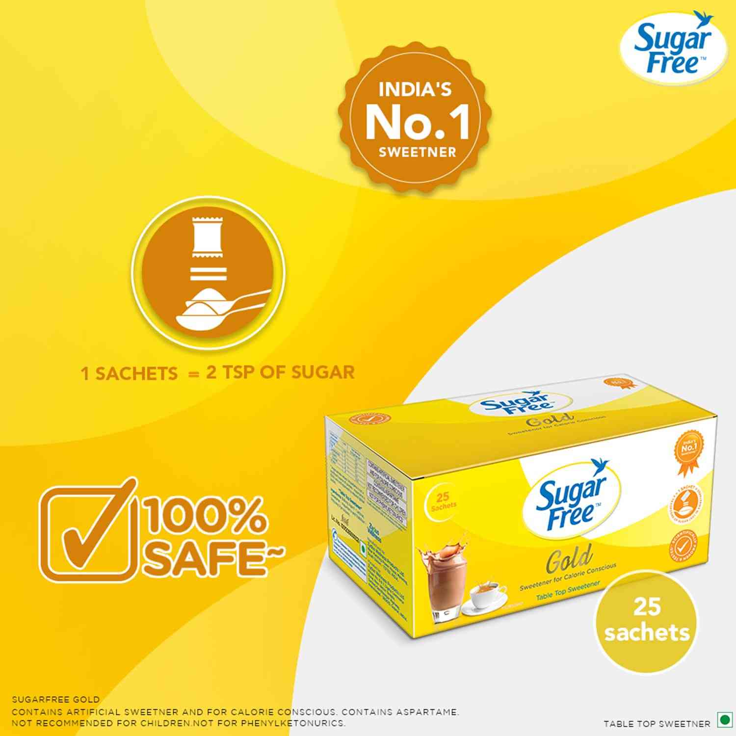 Buy Sugar Free Gold Sweetener Sachets Low Calorie Sachet Of 25 Online