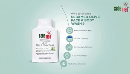 Sebamed Olive Face & Body Wash 200 Ml | Ph 5.5 | Soap Free | For Sensitive & Dry Skin