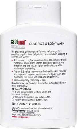 Sebamed Olive Face & Body Wash 200 Ml | Ph 5.5 | Soap Free | For Sensitive & Dry Skin