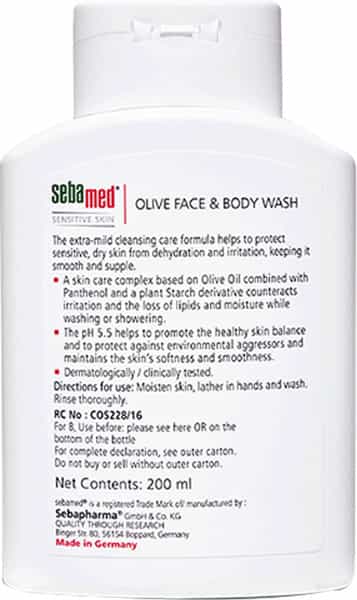 Sebamed Olive Face & Body Wash 200 Ml | Ph 5.5 | Soap Free | For Sensitive & Dry Skin