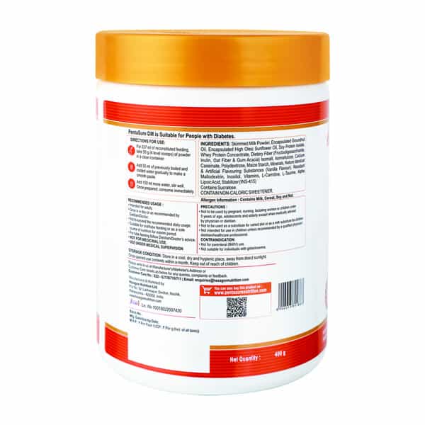 Pentasure Dm Diabetes Care | Nutritional Drink Manages Blood Sugar | Vanilla Flavor | Jar | 400 Gm