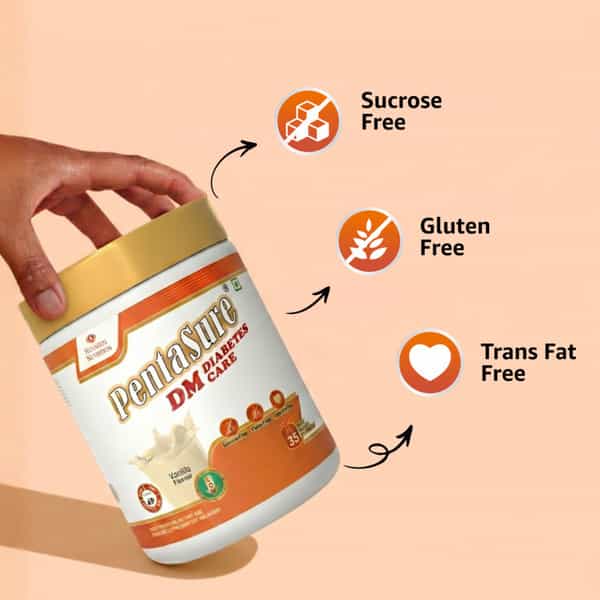 Pentasure Dm Diabetes Care | Nutritional Drink Manages Blood Sugar | Vanilla Flavor | Jar | 400 Gm