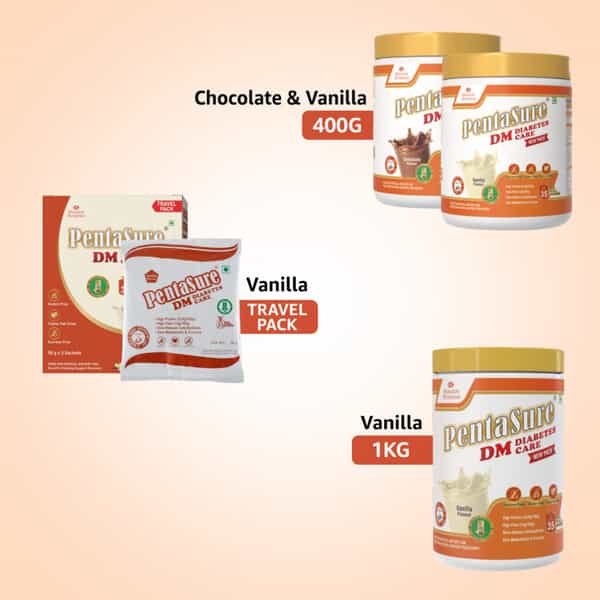 Pentasure Dm Diabetes Care | Nutritional Drink Manages Blood Sugar | Vanilla Flavor | Jar | 400 Gm