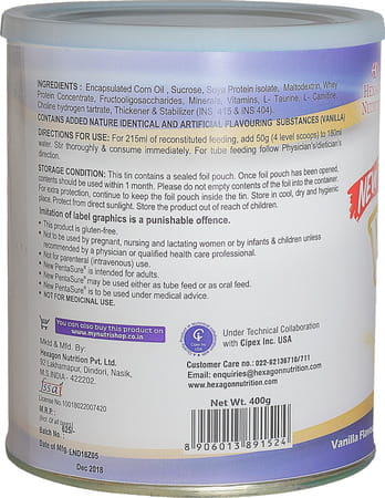 Pentasure Vanilla Nutrition Supplement Tin Of 400 G