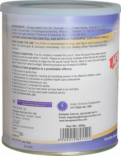 Pentasure Vanilla Nutrition Supplement Tin Of 400 G