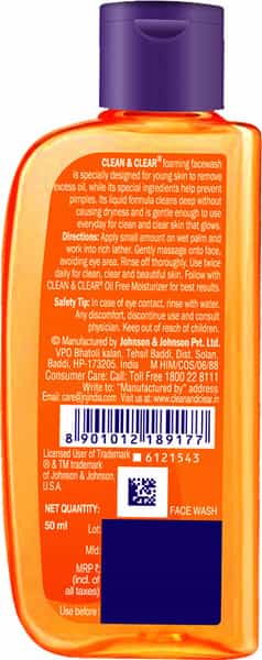Clean & Clear Foaming Face Wash 50Ml