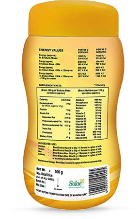 Endura Mass Banana Flavour Weight Gainer Jar 500 Gm