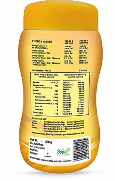 Endura Mass Banana Flavour Weight Gainer Jar 500 Gm