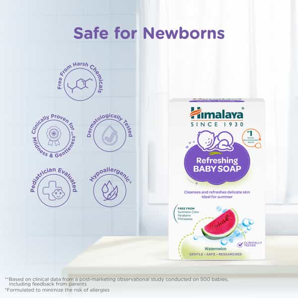 Himalaya Refreshing Baby Soap For Summers | Helps Protect From Sweat & Irritation | 125 Gm