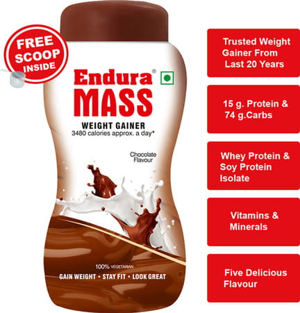 Endura Mass Weight Gainer Chocolate Flavour Jar Of 1kg
