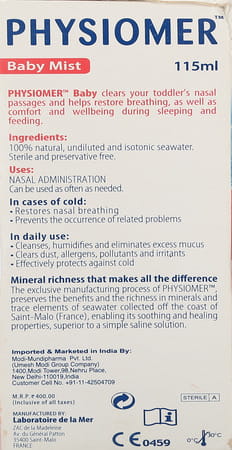 Physiomer Baby Mist Nasal Spray From Birth 115 Ml
