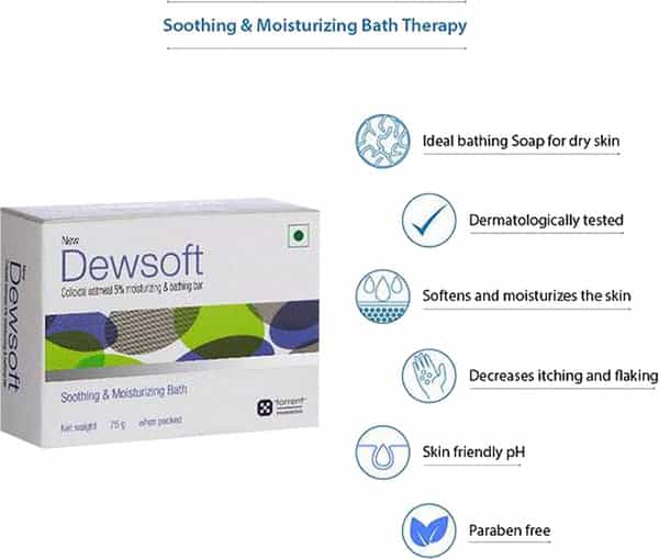 Dewsoft New | Soothing & Moisturizing Bathing Soap| 75 Gm