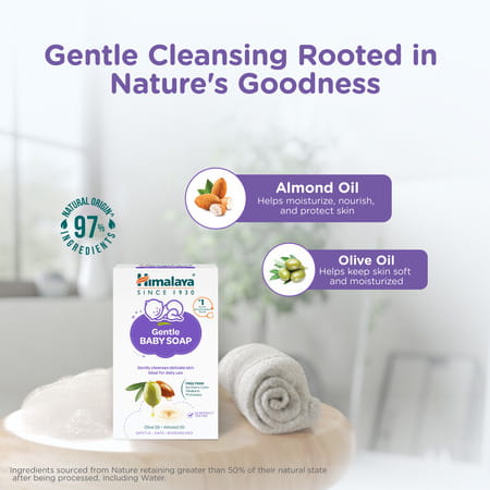 Himalaya Gentle Baby Soap With 100% Natural Almond & Olive Oil | No Post Bath Dryness| 125 Gm
