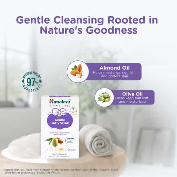 Himalaya Gentle Baby Soap With 100% Natural Almond & Olive Oil | No Post Bath Dryness| 125 Gm