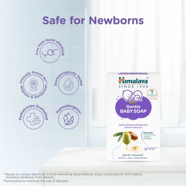 Himalaya Gentle Baby Soap With 100% Natural Almond & Olive Oil | No Post Bath Dryness| 125 Gm