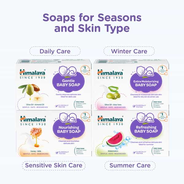 Himalaya Gentle Baby Soap With 100% Natural Almond & Olive Oil | No Post Bath Dryness| 125 Gm