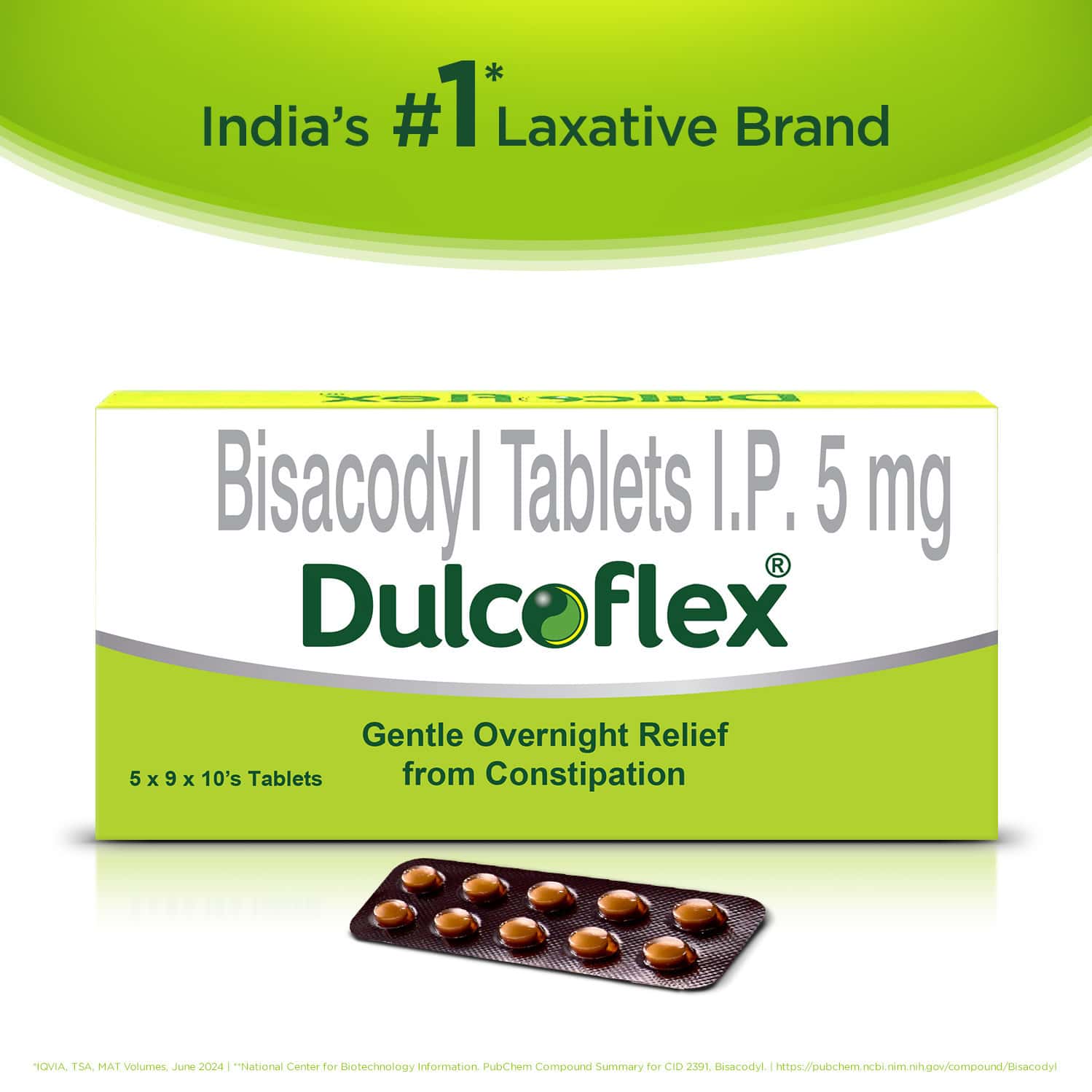Dulcoflex 5mg Constipation Laxative Bowel Movement Regulator Strip - 10 Tablet