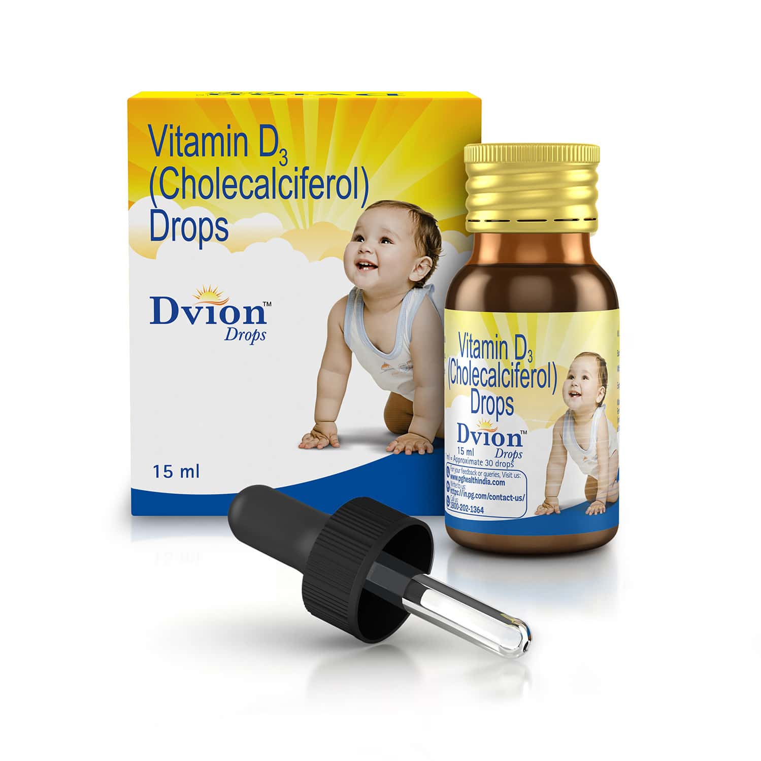DVION | VITAMIN D3 (CHOLECALCIFEROL) FOR PEDIATRIC BONE & IMMUNE HEALTH | ORAL DROP | BOTTLEC15 ML