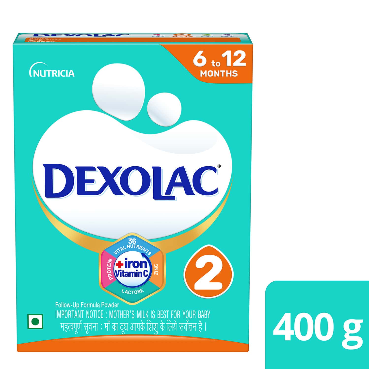 Dexolac 2 | Follow Up Formula | 6 To 12 Months| Box 400 Gm