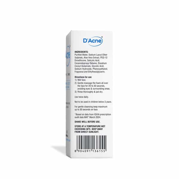 D Acne Face Wash Foaming Salicylic Acid Bottle Of 60 Ml