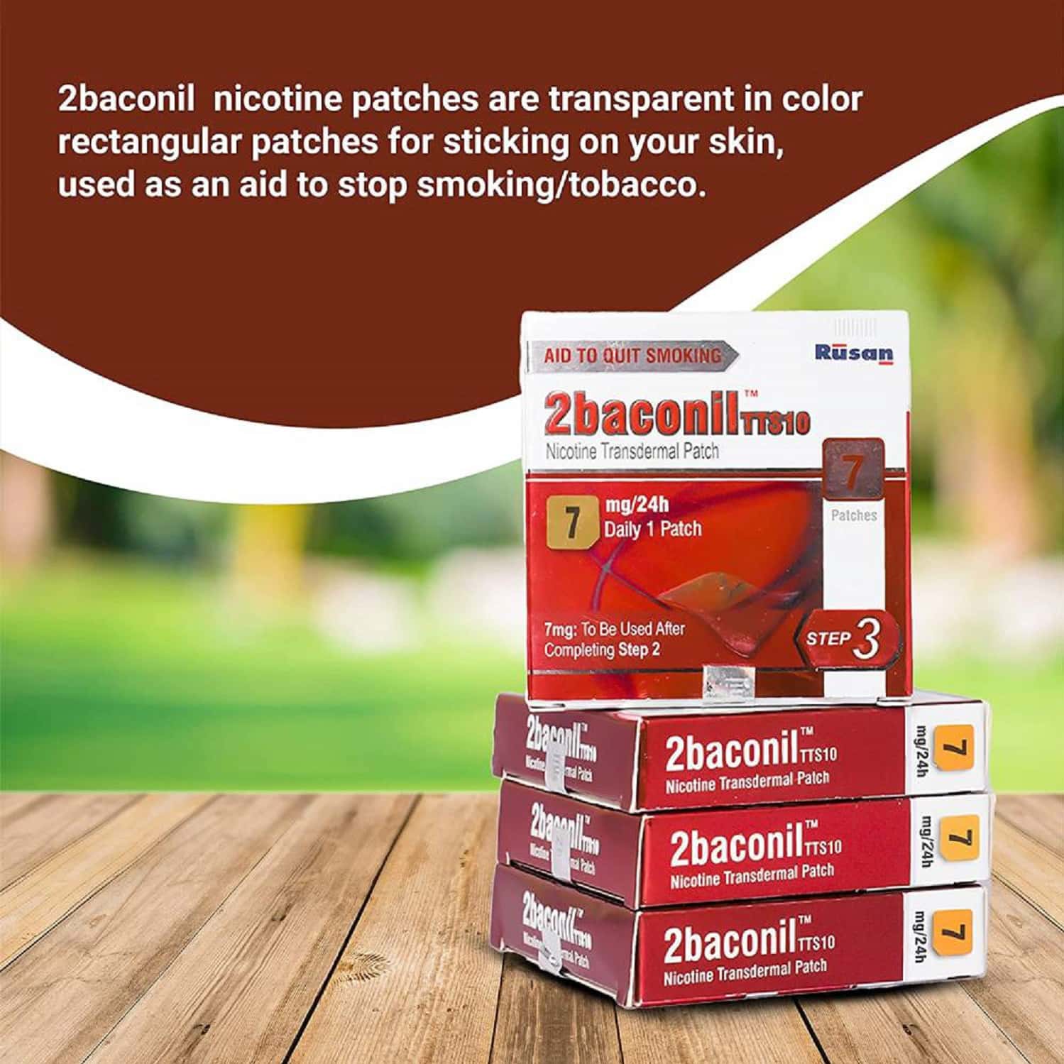 RUSAN 2BACONIL - 7MG NICOTINE PATCH WRAP OF 7 'S | HELPS QUIT SMOKING