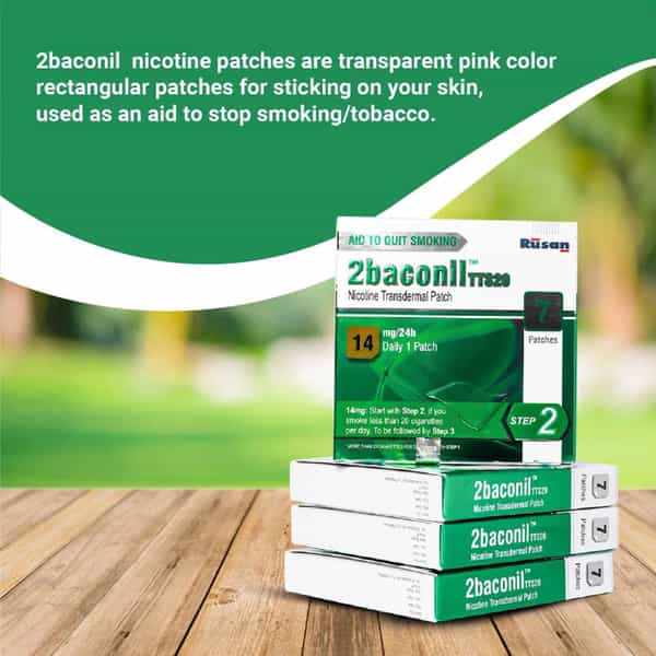 Rusan 2Baconil - 14Mg Step 2 Nicotine Patch Wrap Of 7 'S | Helps Quit Smoking