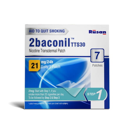 Rusan 2baconil Tts 30 21mg Step 1 Nicotine Patch Packet Of 7 'S | Helps Quit Smoking