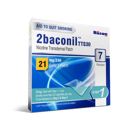 Rusan 2baconil Tts 30 21mg Step 1 Nicotine Patch Packet Of 7 'S | Helps Quit Smoking