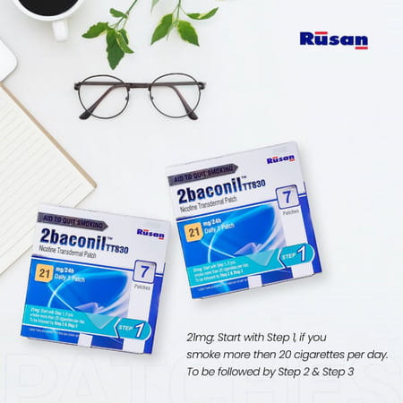 Rusan 2baconil Tts 30 21mg Step 1 Nicotine Patch Packet Of 7 'S | Helps Quit Smoking