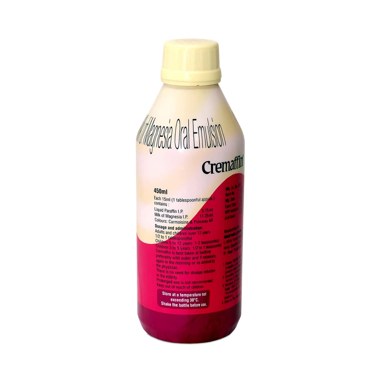 Buy CREMAFFIN MIXED FRUIT FLAVOUR SUGAR FREE CONSTIPATION RELIEF BOTTLE