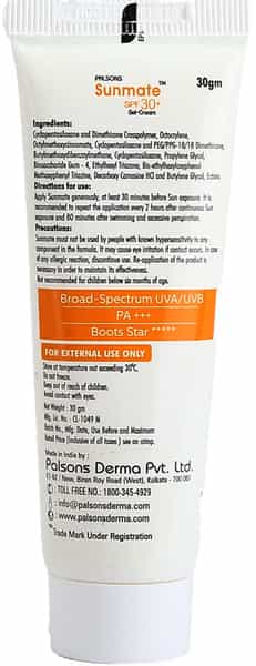 Sunmate Spf 30 Plus Tube Of 30Gm Gel Cream