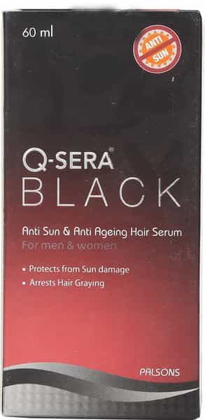 Q-Sera Black Anti Sun And Anti Ageing Hair Serum For Men & Women 60 Ml