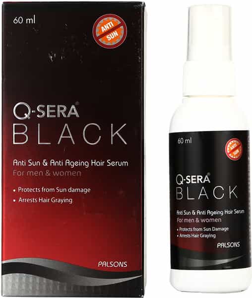 Q-Sera Black Anti Sun And Anti Ageing Hair Serum For Men & Women 60 Ml