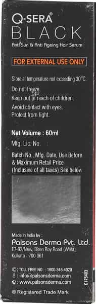 Q-Sera Black Anti Sun And Anti Ageing Hair Serum For Men & Women 60 Ml